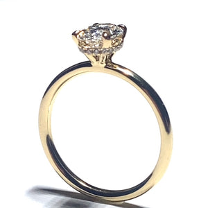 18ct Yellow Gold Hdden Halo Oval Lab Grown Diamond Ring - 1.01ct