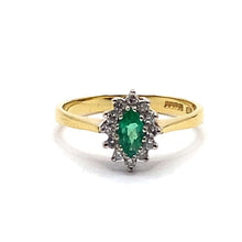 Load image into Gallery viewer, Secondhand 18ct Emerald and Diamond Ring
