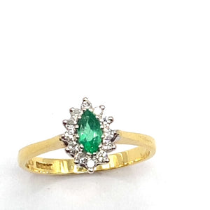 Secondhand 18ct Emerald and Diamond Ring