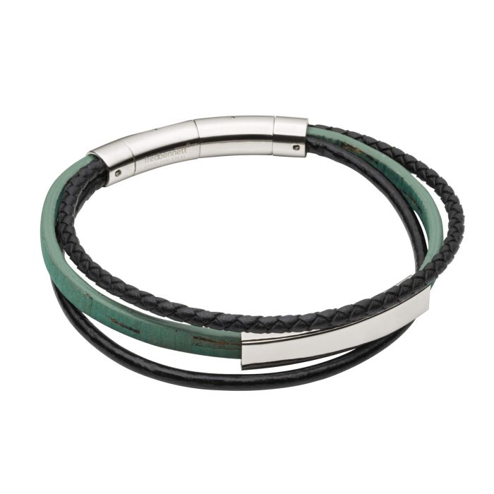 Green Leather Multi Row Bracelet