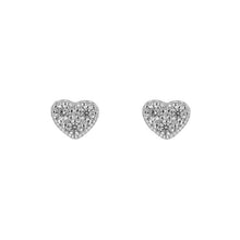 Load image into Gallery viewer, Silver Cubic Zirconia Heart Stud Earrings
