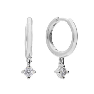 Diamonfire Cubic Zirconia Solitaire Hoop Drop Earrings