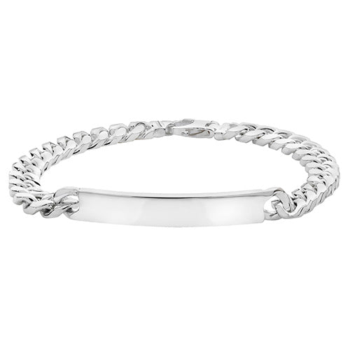 Gents Silver Curb Bombe ID Bracelet