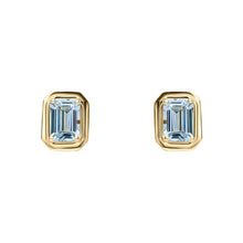 Load image into Gallery viewer, Aquamarine Elongated Stud Earrings Set In 9ct Yellow Gold.
