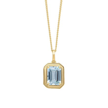 Load image into Gallery viewer, Aquamarine Elongated pendant Set in 9ct Yellow Gold Including a 9ct yellow gold 18&quot; chain
