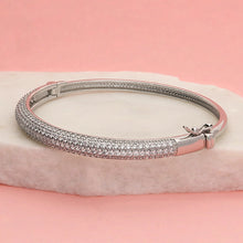 Load image into Gallery viewer, Silver Cubic Zirconia Pave Hinged Bangle
