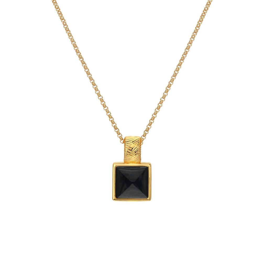 Square black onyx on sale necklace