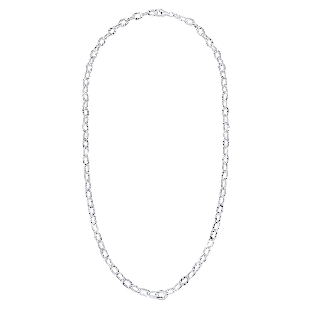 Silver Textured Anchor Link Necklace