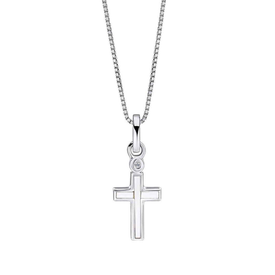 D for Diamond Silver   Mother of Pearl Cross