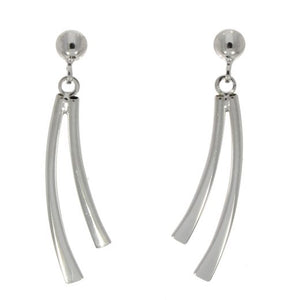9ct White Gold Double Curve Drop Earrings