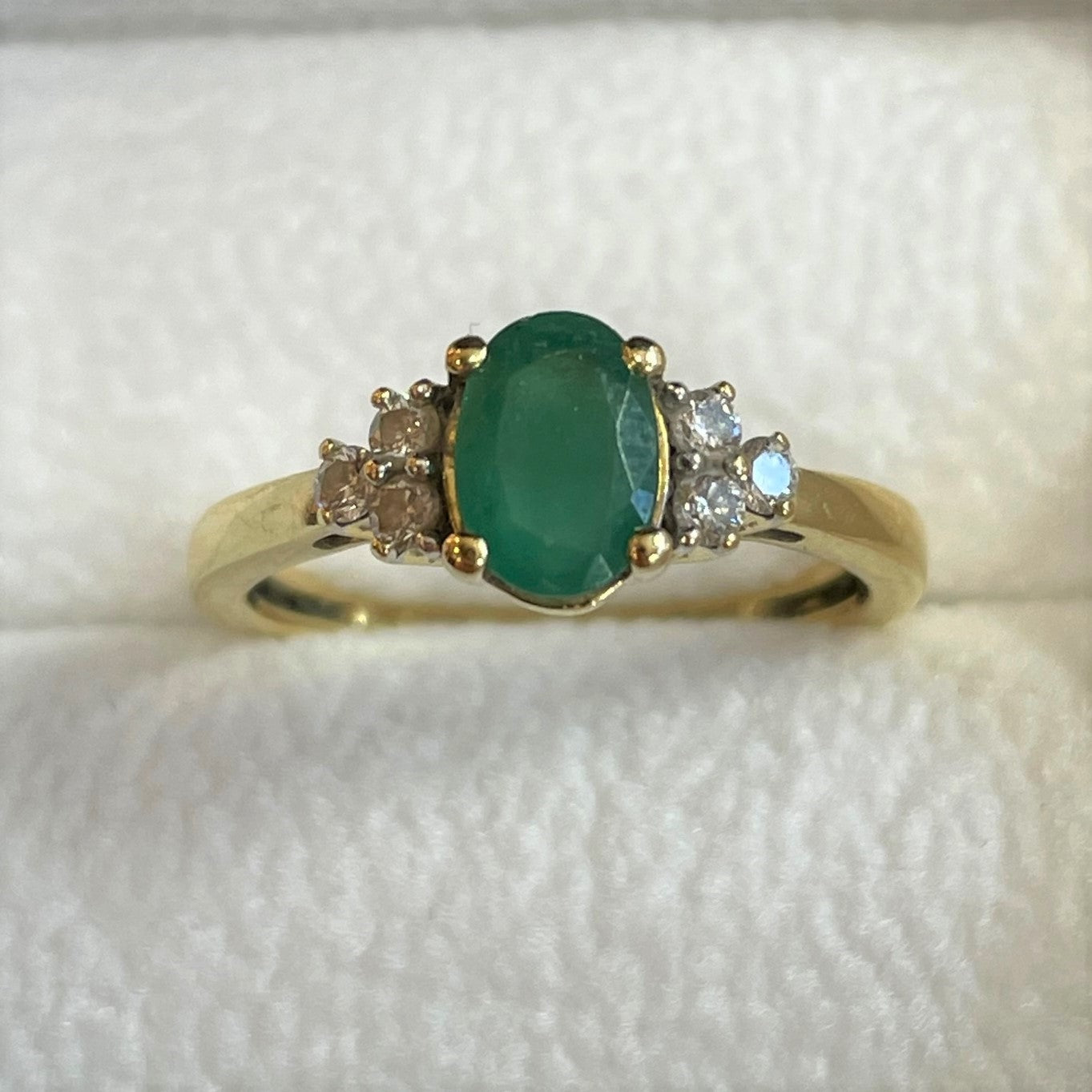 Milton & Humble Jewellery Second Hand 18ct Yellow Gold Polished Emerald &  Diamond Ring, Dated Circa 1970s at John Lewis & Partners
