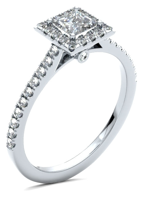 Square halo hot sale diamond ring