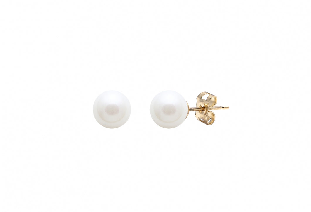 Classic Pearl Stud Earrings - 9ct yellow gold 6.5mm