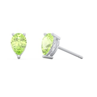 9ct White Gold Pear Cut Peridot Studs